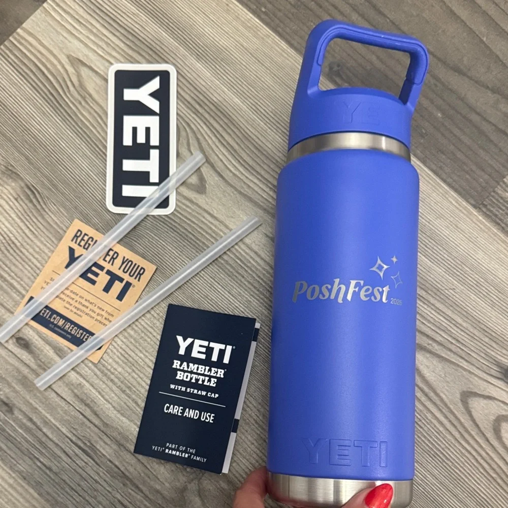 YETI Blue Rambler Bottle with Handle from Poshfest 2025 - Picture 1 of 7